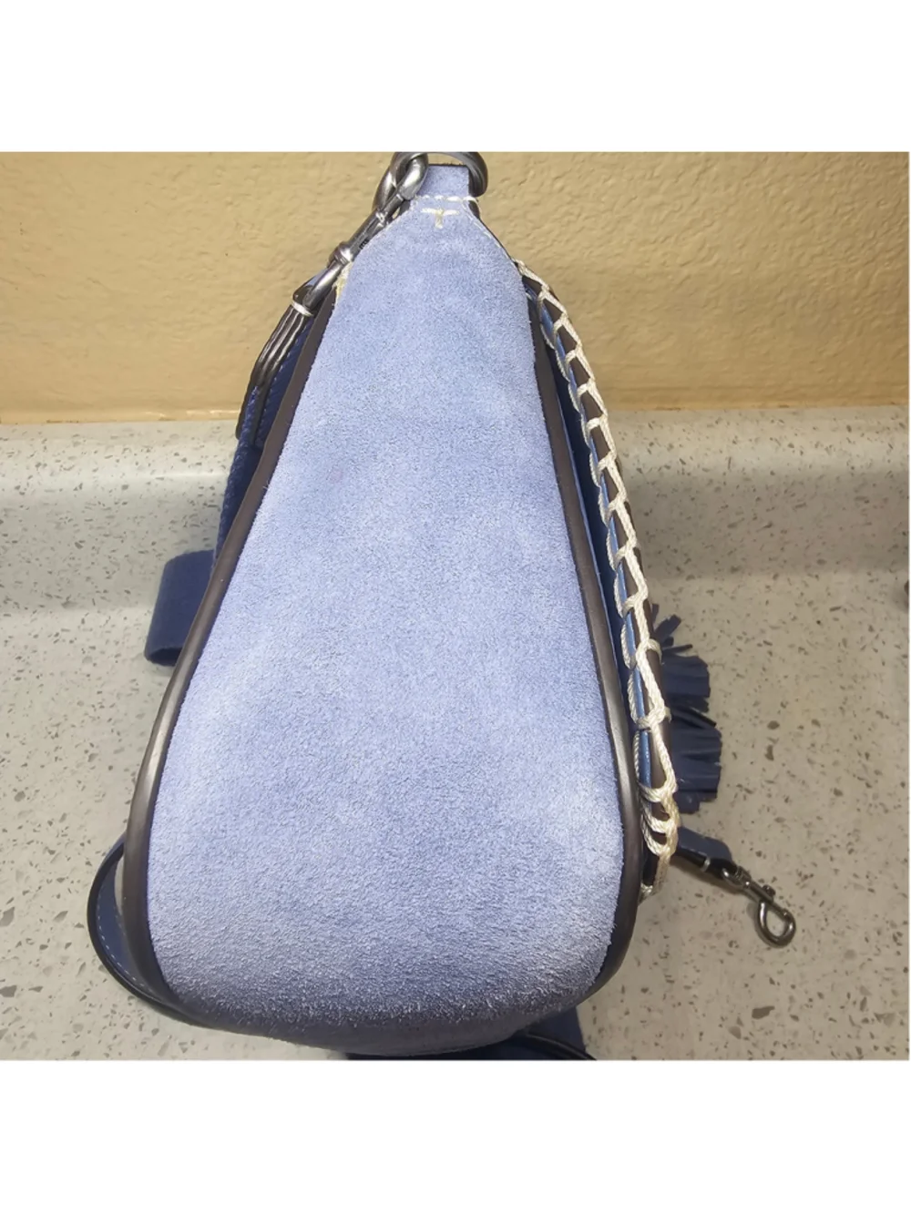 Tory Burch McGraw Whipstitch Flap Crossbody Bag - Blue Leather & Suede